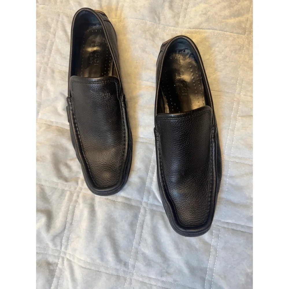Gucci Black‎ Leather Slip On Loafer Driving Shoes Men